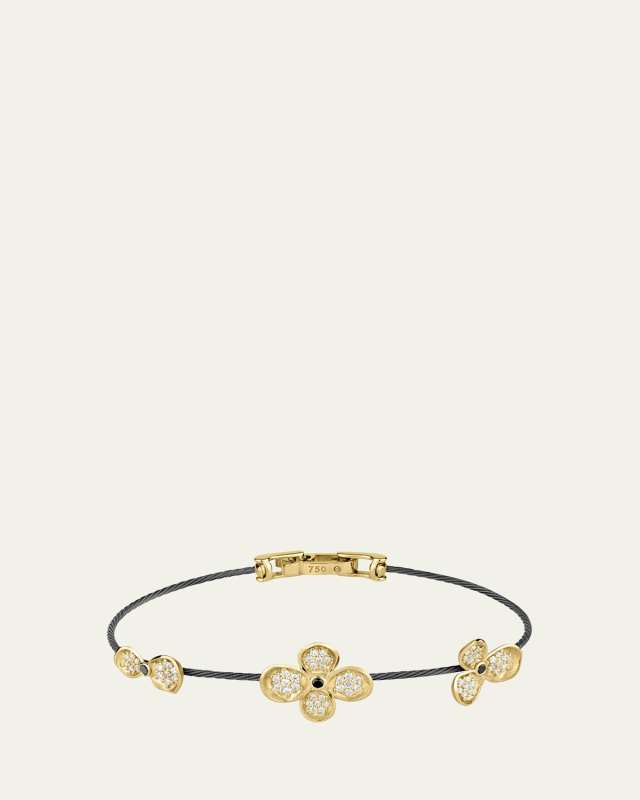 Forget Me Not Wire Bracelet with Diamonds, 7"